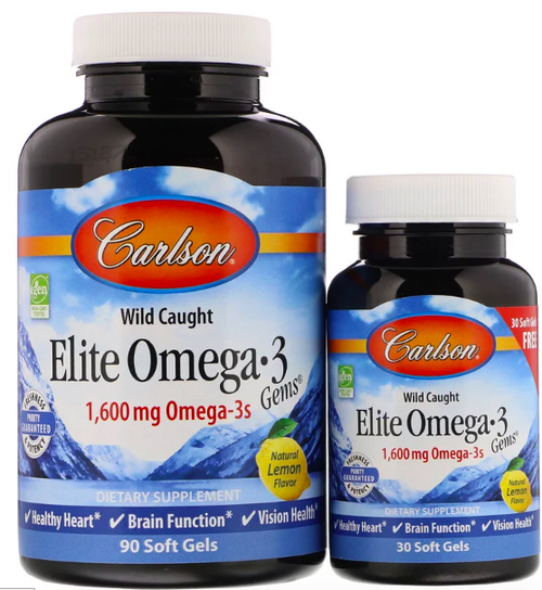 Carlson Elite Omega-3 Gems 1600mg 90+30kaps (омега 3 капсулирован)