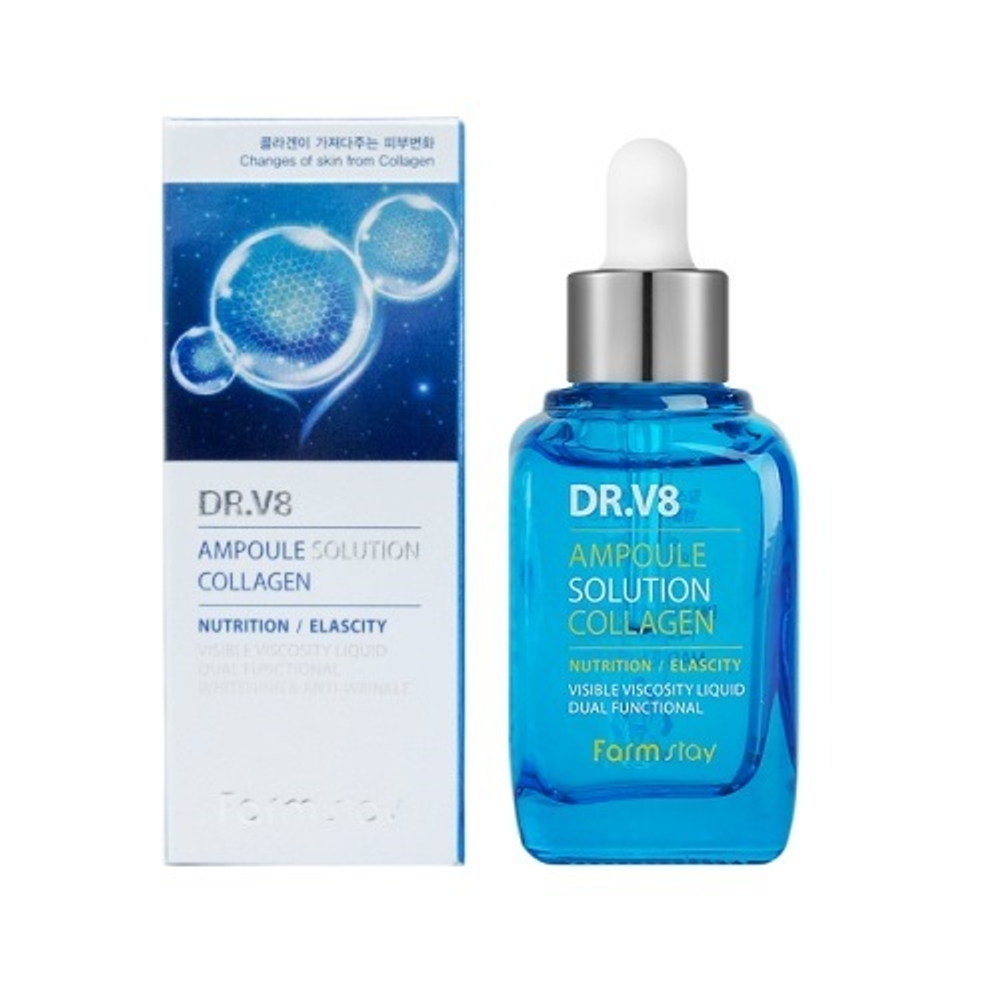 Сыворотка ампульная с коллагеном FarmStay DR-V8 Ampoule SoluTion Collagen 30мл