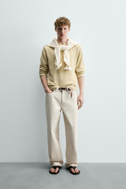 ZARA ДЖИНСЫ BAGGY FIT, ЭКРЮ