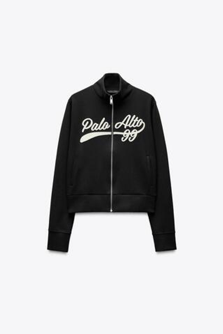 ZARA ТОЛСТОВКА В СТИЛЕ ПРЕППИ С ВЫШИВКОЙ, ЧЕРНЫЙ