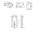 Унитаз SantiLine SL-5025+SL-01 безободковый, слив торнадо, с инсталляцией с крышкой микролифт, белый/кнопка хром