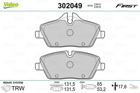 VALEO - 302049-VAL - Brake Pad Set, disc brake