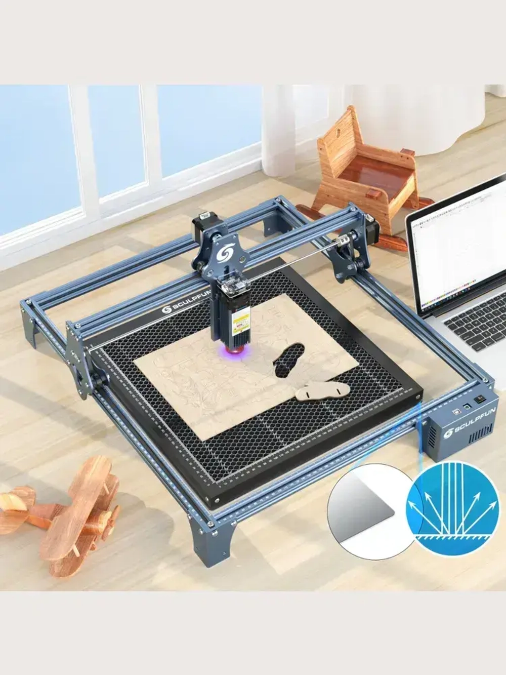 SCULPFUN Сотовый стол 400x400 мм Для лазерных гравировальных станков CO2 Деревообрабатывающие гравировальные станки