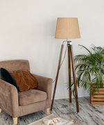 Торшер напольный коричневый с горчичным абажуром в стиле лофт, светильник напольный классический, Фьорд, E27, 60 Вт