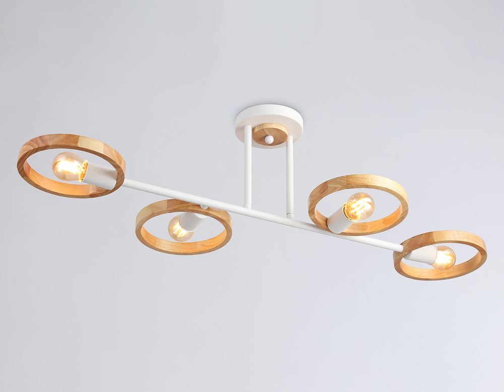 Подвесной светильник со сменной лампой TR8247/4 WH/LWD белый/светлое дерево E27/4 max 40W 840*360*220
