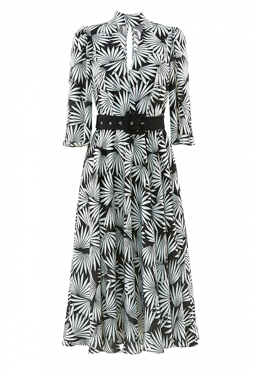 Платье до колена с поясом и с широким рукавом 30-01-20 SS