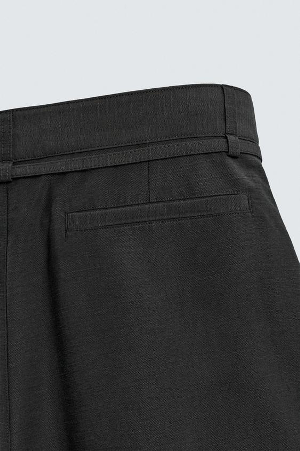 ZARA БРЮКИ BALLOON FIT С ЗАЩИПАМИ И ПОЯСОМ, ЧЕРНЫЙ