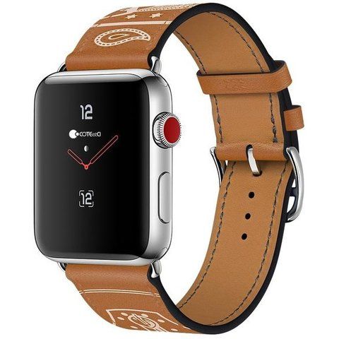 Ремешок кожаный COTEetCI W13 Fashion LEATHER (WH5218-KR-38) для Apple Watch 40мм/ 38мм Коричнево-белый