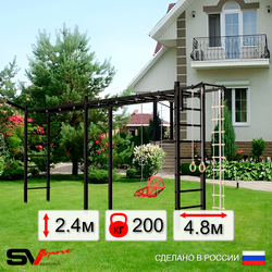 Уличная шведская стенка Sv Sport рукоход х 2 У53811 (Турник/Со спинкой/Кронш бокс/Канат/кольца/лестница)