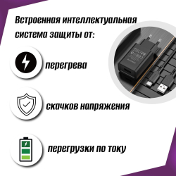 Сетевое зарядное устройство  1USB Borofone BA68A, Glacier, с кабелем микро USB, 5V/2.1A черное
