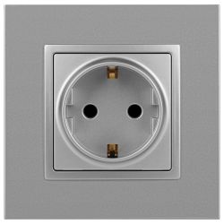 Розетка ЭРА Elegance 14-2102-03 с заземлением 2P+E Schuko со шторками 16A-250В IP20 алюминий | Эра Elegance