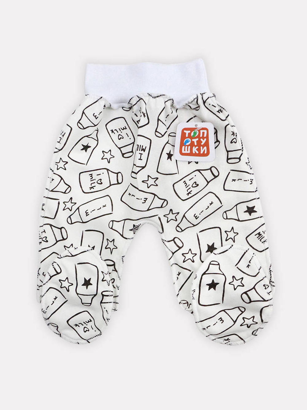 Ползунки-штанишки с закрытыми ножками на широкой резинке швы наружу 3311 Milk (Размер: 56)