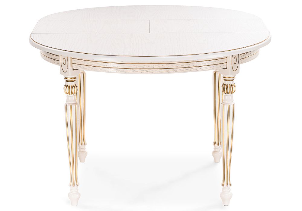 Стол Брейзер 110(140)х110х77 молочный / золото