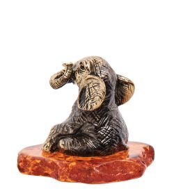 Народные промыслы AM-3258 Фигурка «Слон Мудрость» (латунь, янтарь)