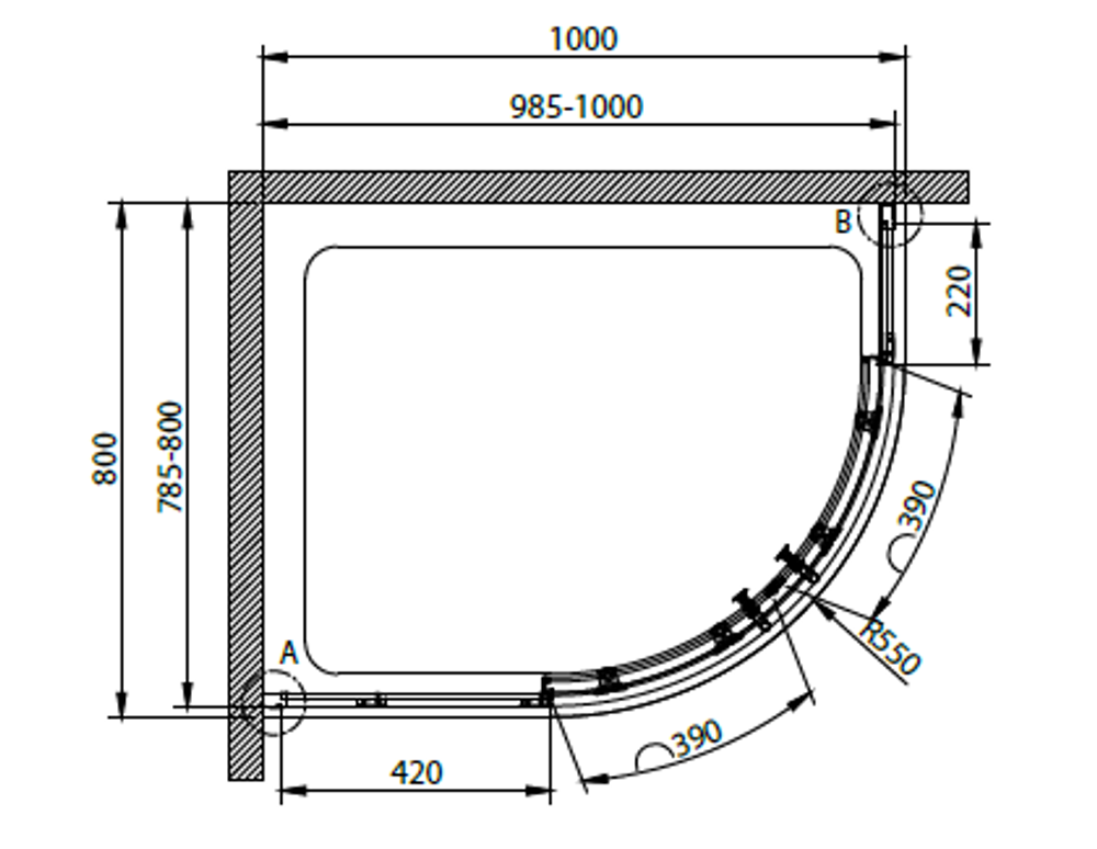 Душевой уголок Cezares ECO-O-RH-2-100/80-C-Cr