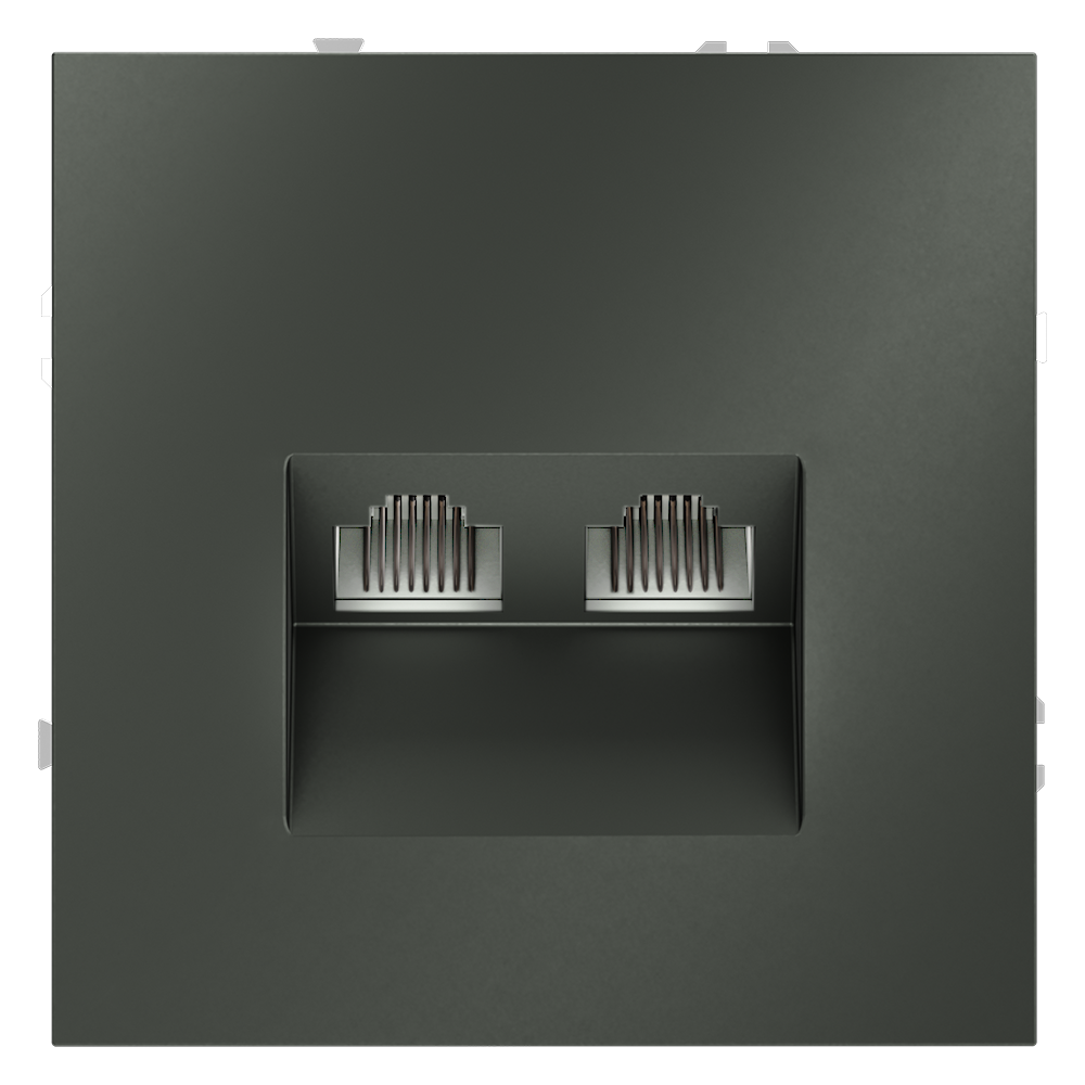 Розетка компьютерная встраиваемая VOLTUM S70 двойная RJ45+RJ45 кат.6, (титан)