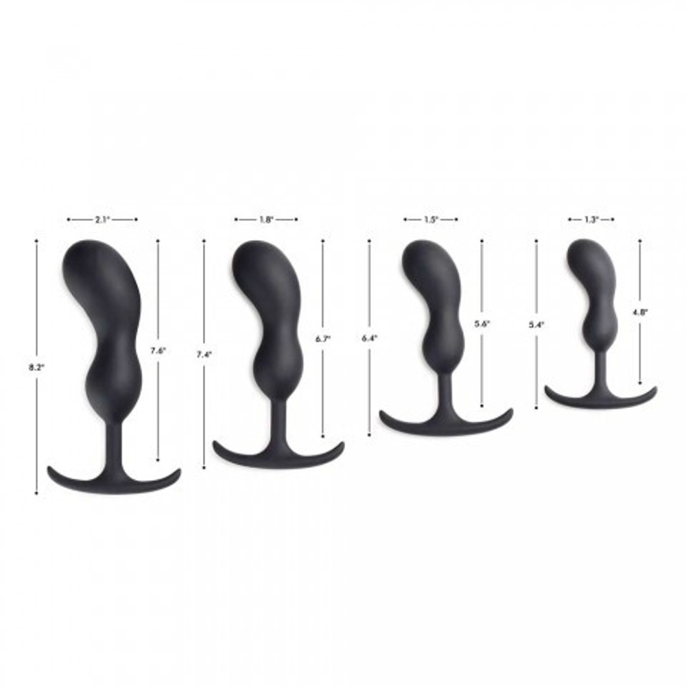 Массажер простаты с утяжелителями Heavy Hitters Premium Silicone Weighted Prostate Plug, M, черный, 16.3х3.8 см
