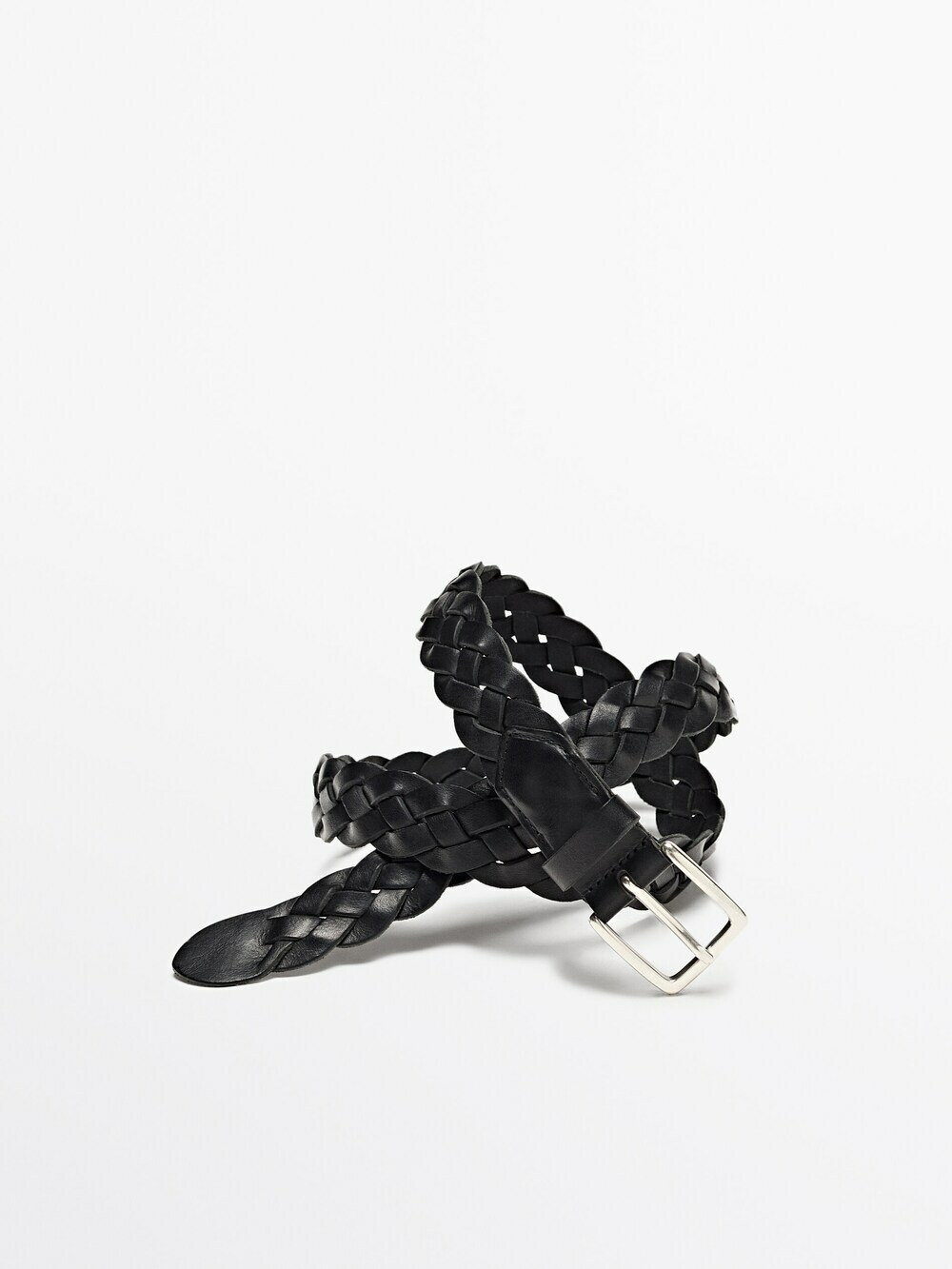 Massimo Dutti Сетчатый кожаный ремень -limited edition, черный