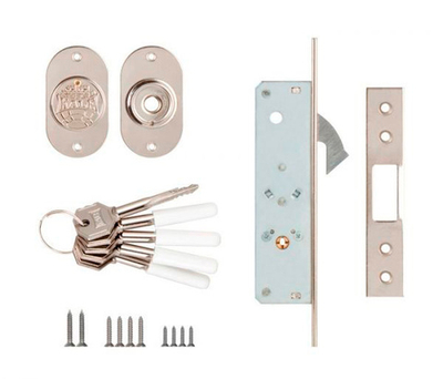 Замок KALE 201F 20мм врезной никель крестообразный узкопроф. 5 кл.