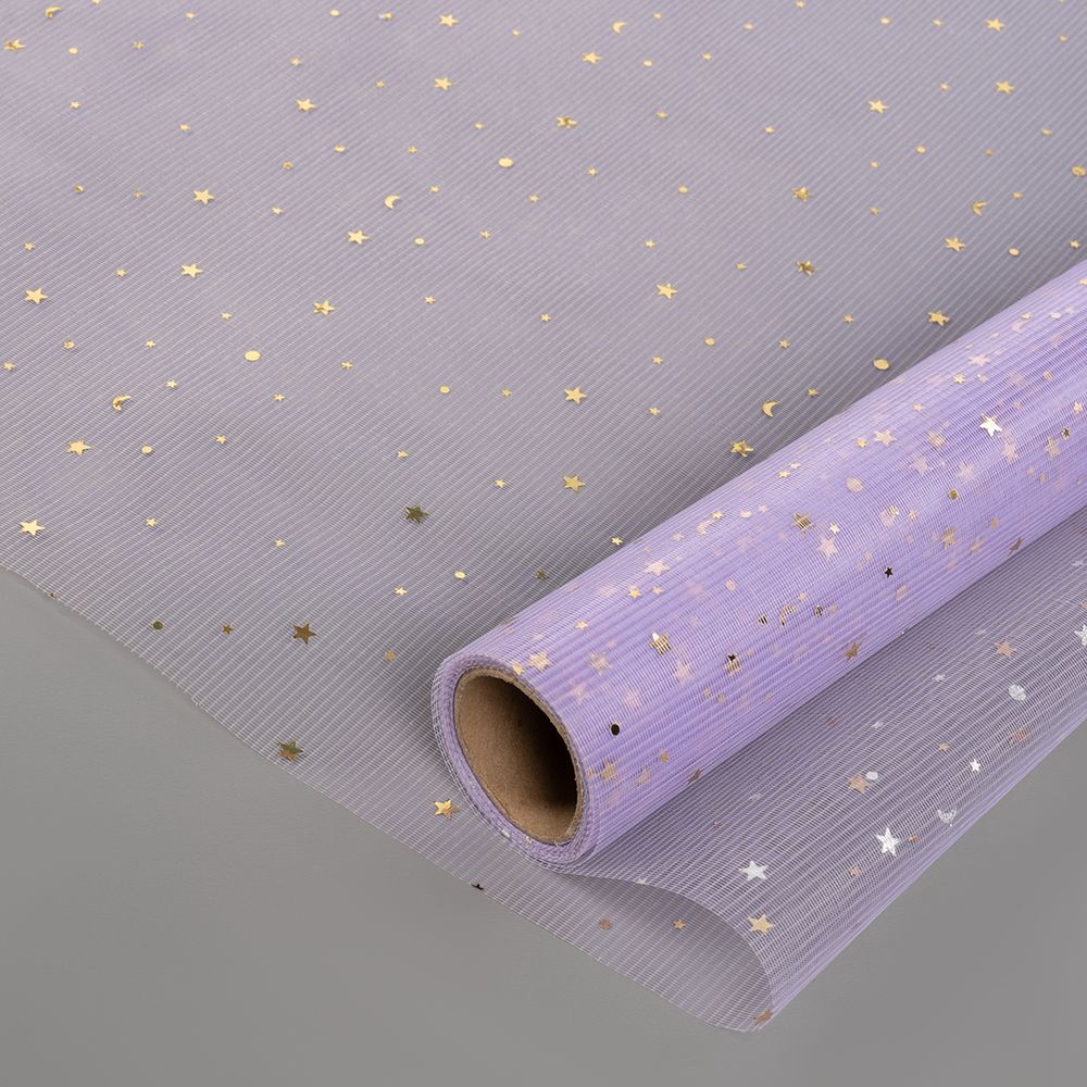 Фатин в рулоне (0,48*4,57 м) Звездное сияние, Сиреневый, Металлик ДБ