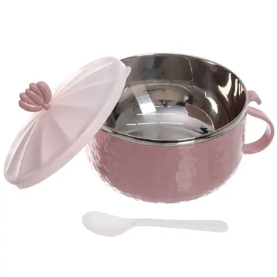 Ланч-бокс пластиковый «SEGRETO» с ложкой 16,5*10см пыльная роза