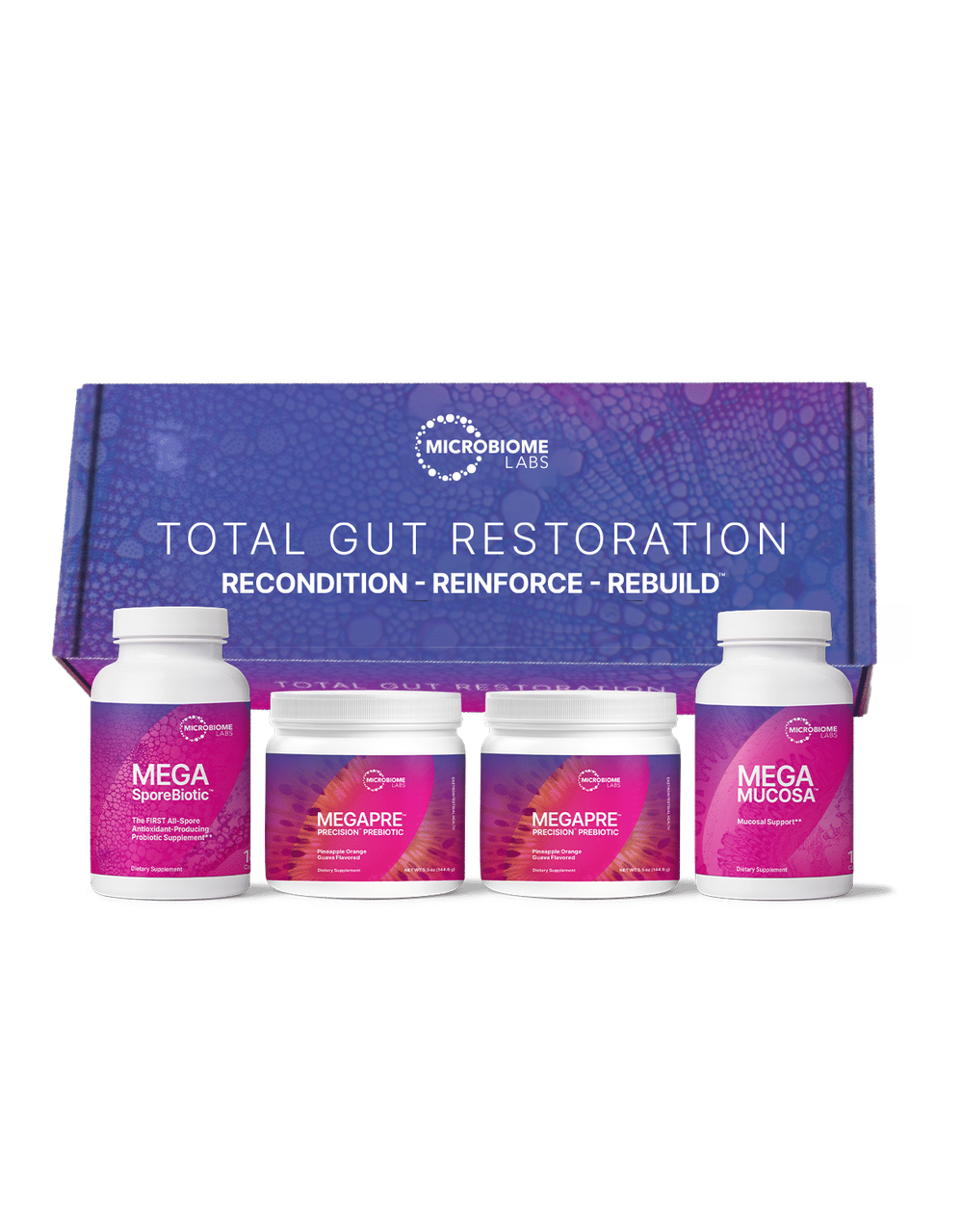 MicrobiomeLabs - Total Gut Restoration Kit 4 (MP Powder MM Caps)