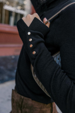 ZARA БАЗОВЫЙ ТРИКОТАЖНЫЙ ДЖЕМПЕР С ВЫСОКИМ ВОРОТНИКОМ, ЧЕРНЫЙ