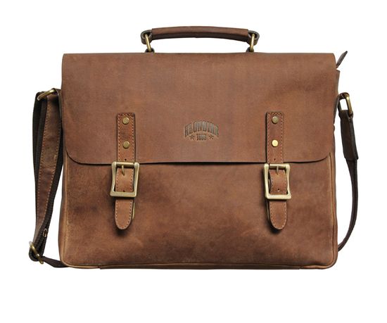 Сумка KLONDIKE «Bill», натуральная кожа в коричневом цвете, 40 х 32 х 7 см