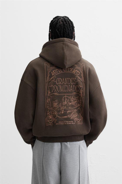 ZARA ТОЛСТОВКА С НАДПИСЬЮ, КОРИЧНЕВЫЙ