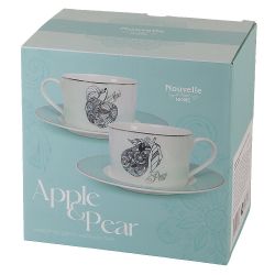 Набор чайный 4пр. " Apple&Pear" (2 персон) v=220мл (фарфор) (подарочная упаковка)