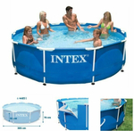 Каркасный бассейн 305х76 см Intex 28200, круглый семейный бассейн для дачи Metal Frame 4485 л