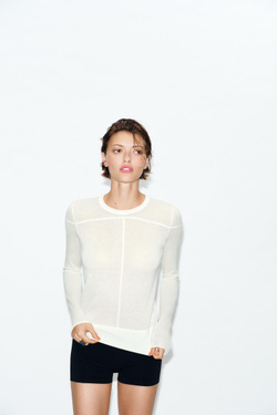 ZARA СВИТЕР ИЗ ТОНКОЙ СМЕСОВОЙ ШЕРСТИ, ЭКРЮ