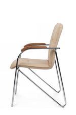 Стул Riva Самба с деревянными подлокотниками SMB-02H Хром гальв. Бежевый