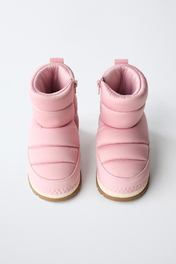 ZARA НЕЙЛОНОВЫЕ ЗИМНИЕ БОТИНКИ, РОЗОВЫЙ