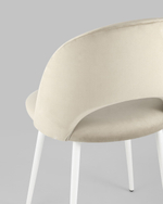 Стул Меган велюр бежевый белые ножки