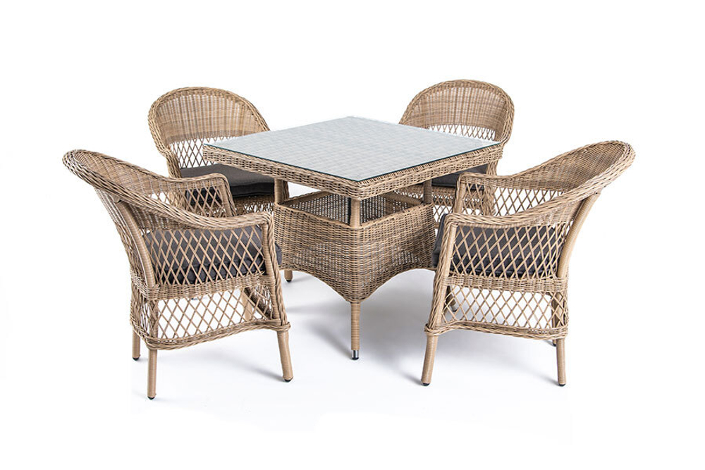"Сицилия" обеденная группа плетеная, цвет соломенный