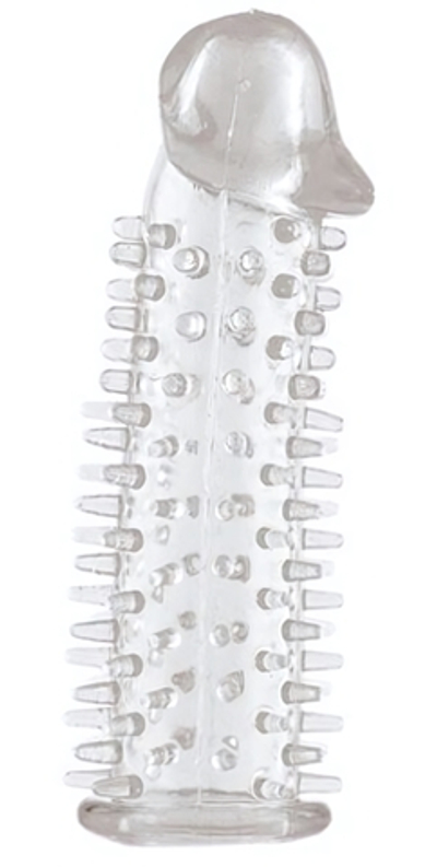 Прозрачная насадка на половой член с закрытой головкой и шипами - 12,5 см. (Цвет: прозрачный)