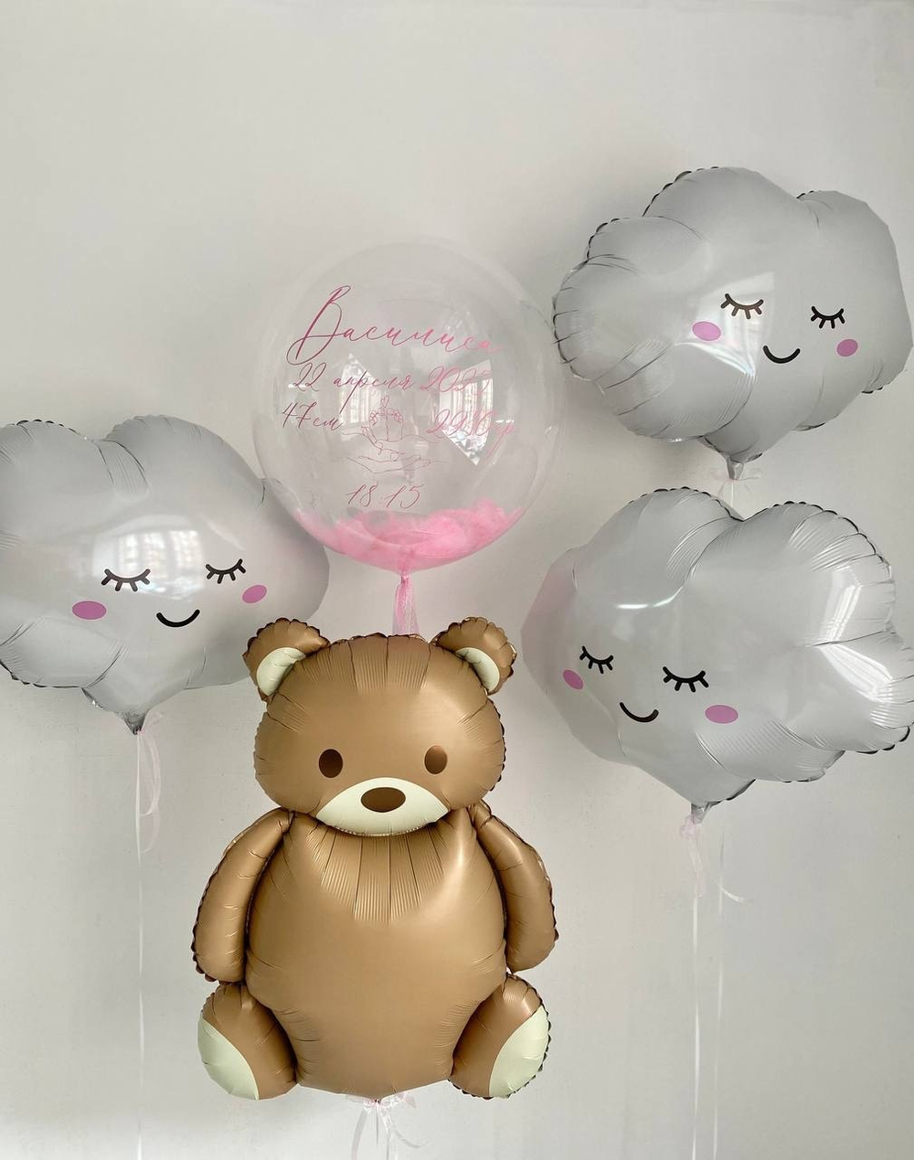 Воздушные шары на выписку, Облачко, Мишка Барни №3165