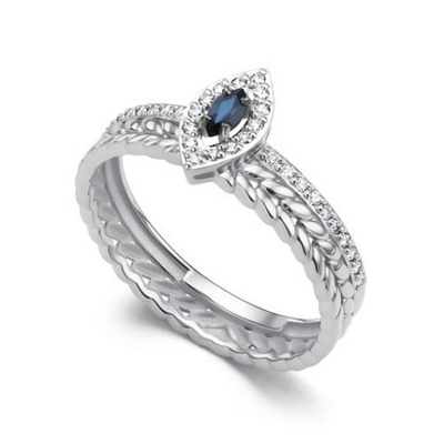 Кольцо из белого золота с сапфиром и бриллиантами 14369-202