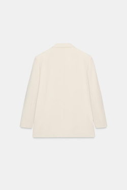 ZARA ДВУБОРТНЫЙ БЛЕЙЗЕР ОВЕРСАЙЗ, ЖЕЛТОВАТО-БЕЛЫЙ