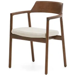 Стул Alocs из бежевой синели из массива дуба с отделкой орех FSC Mix Credit (съемный чехол)