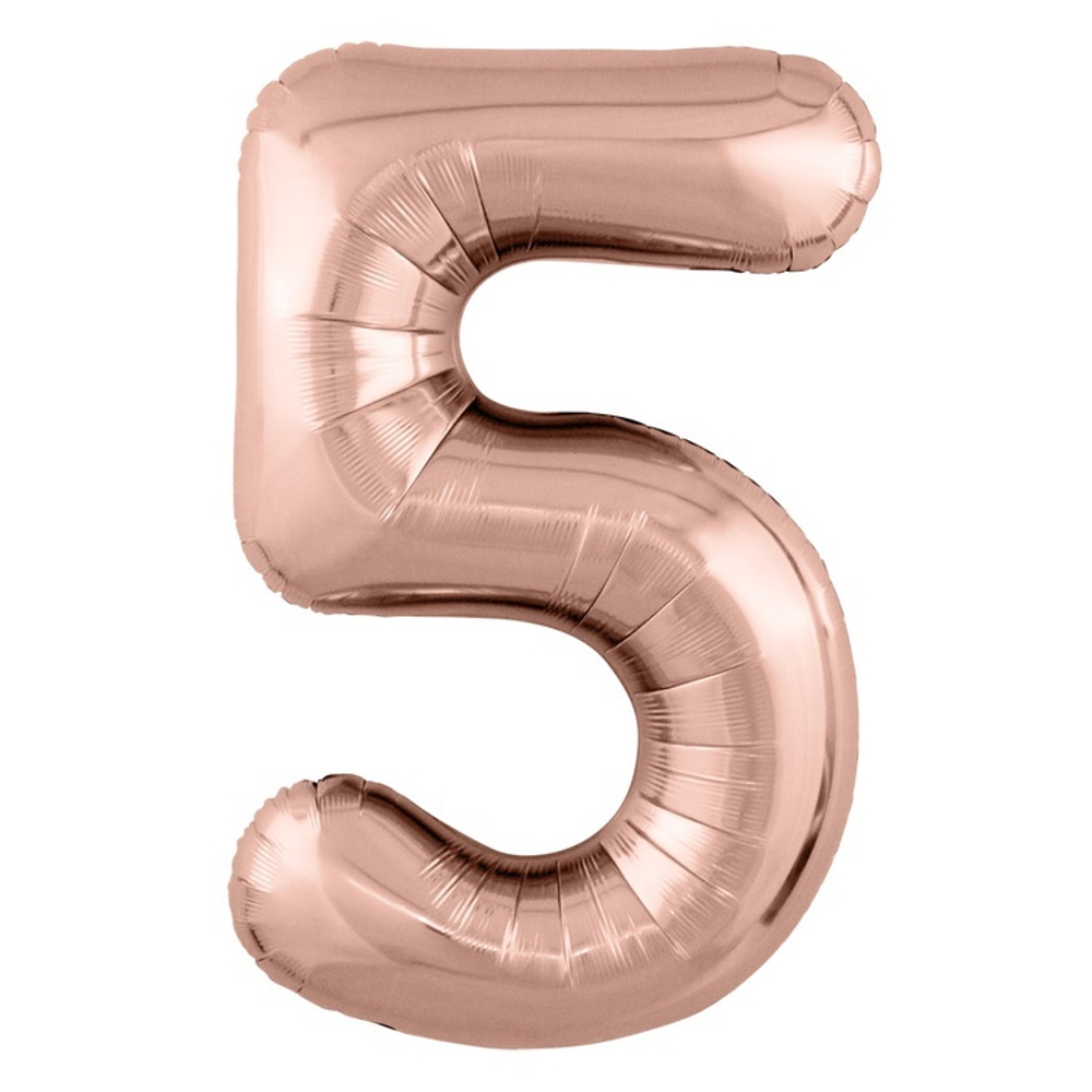 Шар ЦИФРА 5 Металлик Rose  Gold 40" 102 см