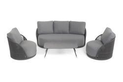 "Монтелла" лаунж-зона 5-местная плетеная из роупа (веревки), каркас алюминиевый темно-серый, роуп темно-серый