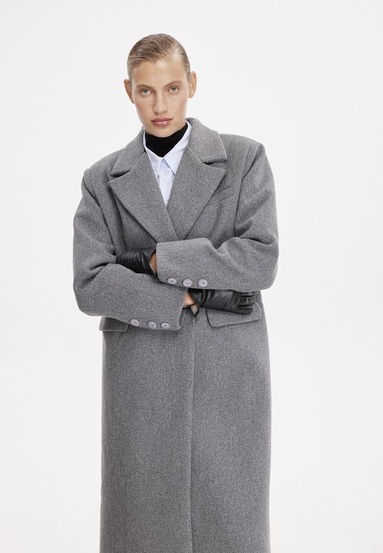 Пальто двубортное макси