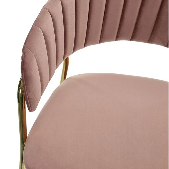 Полубарный стул Portman розовый велюр с золотыми ножками