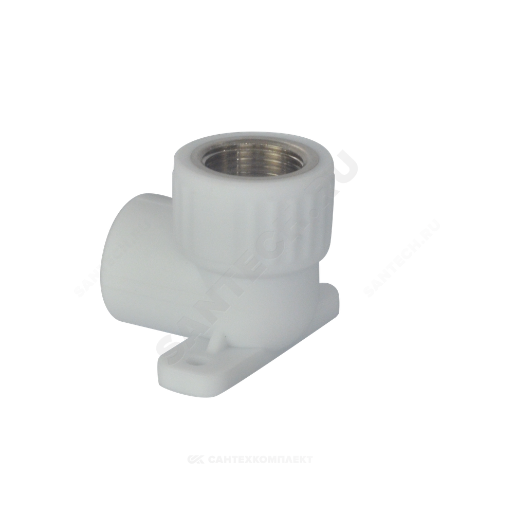 Угольник PP-R комбинированный белый Дн 25х3/4" ВР с креплением VALFEX 10120125