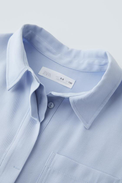 ZARA РУБАШКА СВОБОДНОГО КРОЯ, ГОЛУБОЙ