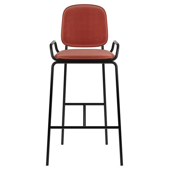 Стул барный ror, 2 frame, велюр, черный/темно-красный