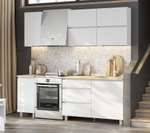Кухонный гарнитур 2м модульный Белый текстурный/Тростник,200х215 см токио Астрид-Мебель
