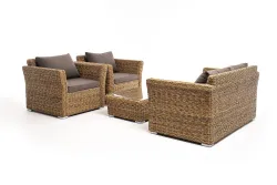 "Капучино Сингл" лаунж-зона из искусственного ротанга (гиацинт), цвет соломенный